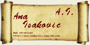 Ana Isaković vizit kartica
